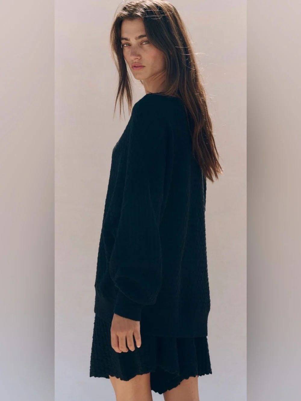 NWT Free People XS Free~est Rowan Sweater Shorts Set in Black 2 Piece $98 New
